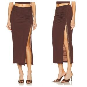 Helmut Lang Brown Twist Snap Maxi Skirt Sz Large